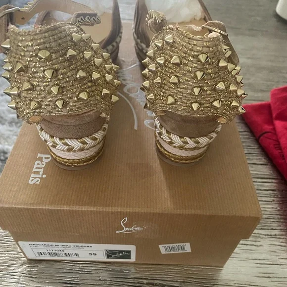 Christian Louboutin Madcarina  60mm Brown Espadrille Wedge Sandals - Picture 3 of 8